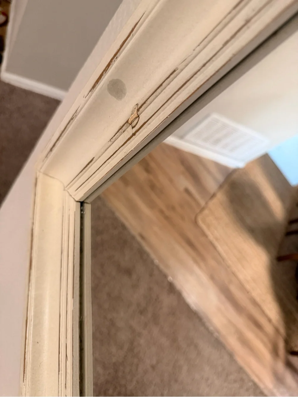 Distressed White Framed Wall Mirror - Classic Home Accent